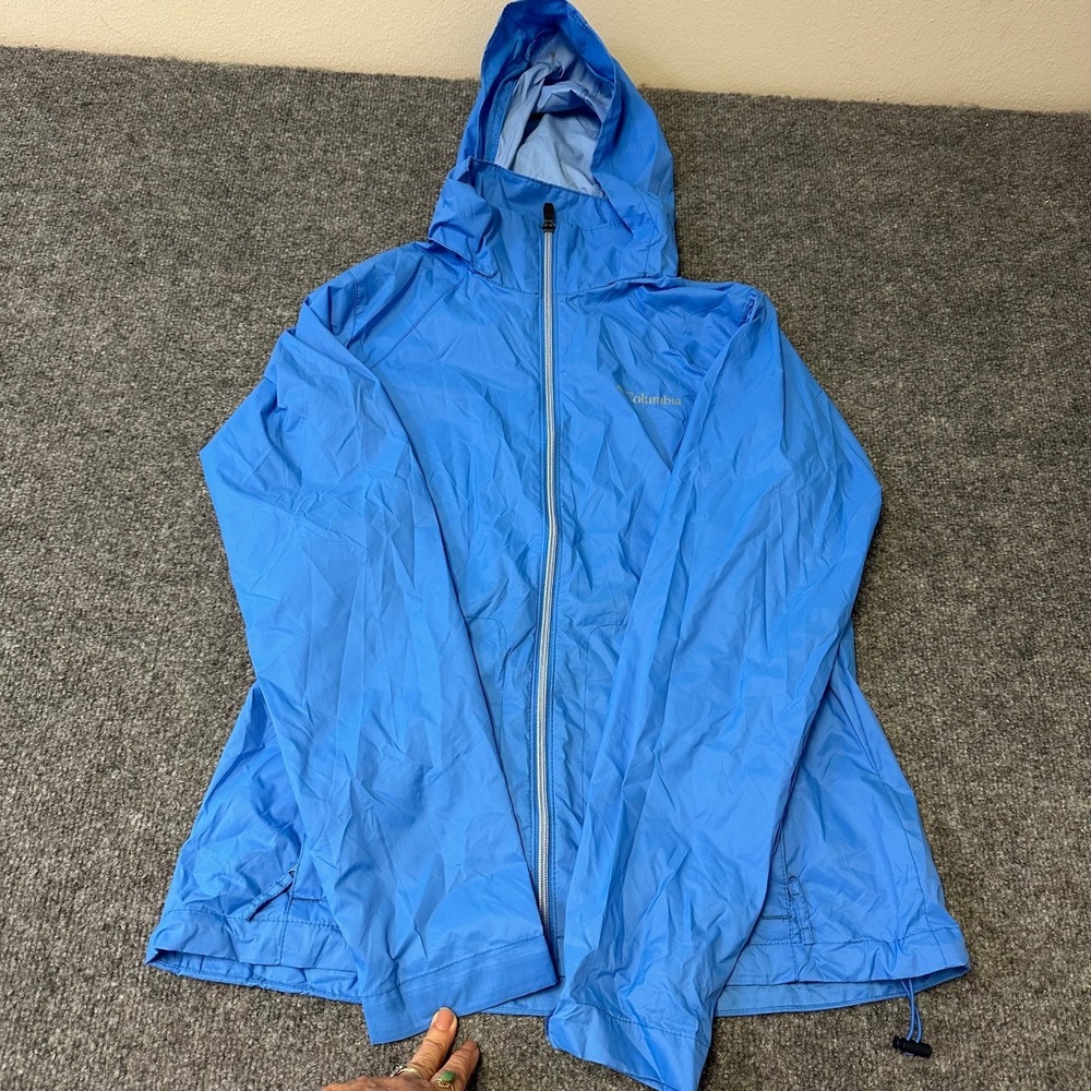 Columbia Jacket Womens Size M Blue Hooded Full Zip Lightweight Windbreaker